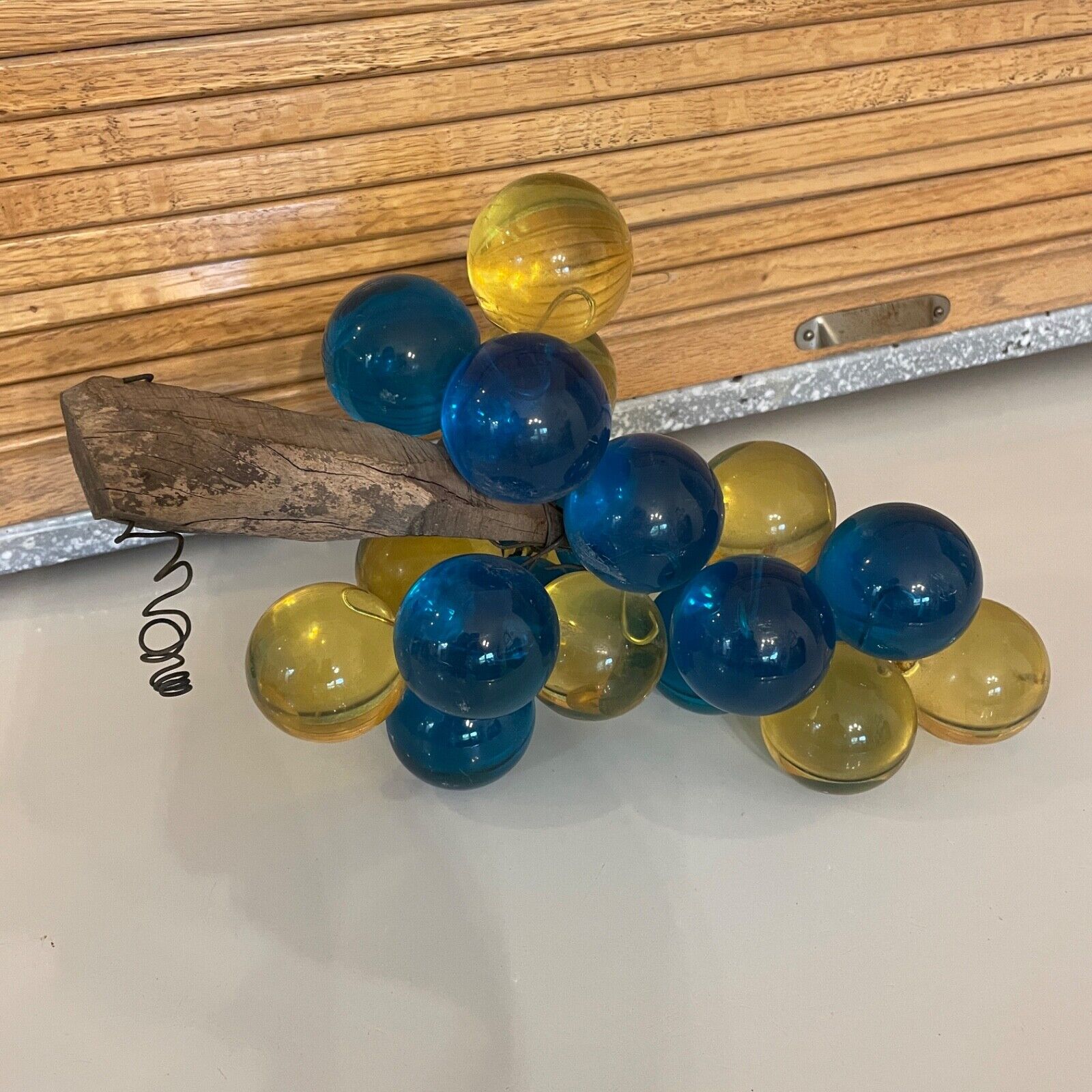 Vintage Blue and gold MCM Mid Century Lucite Grapes