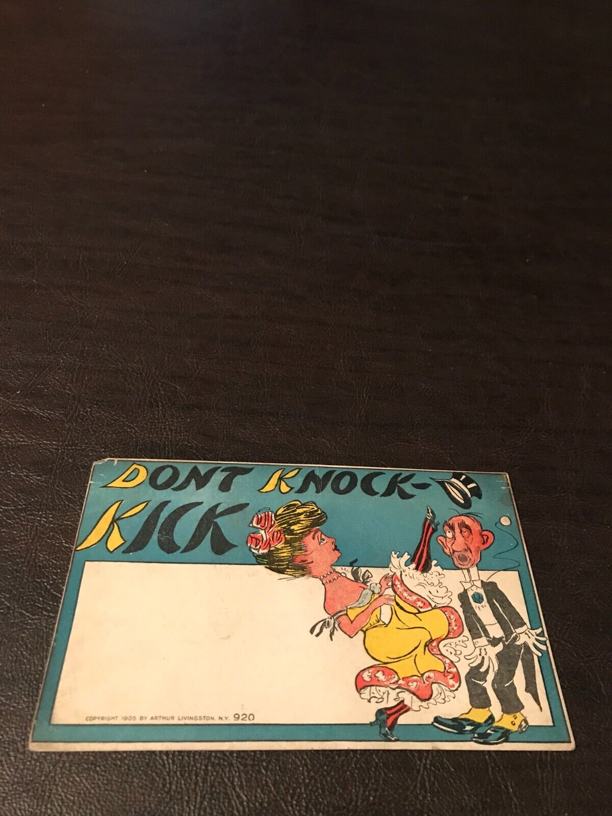 EARLY HUMOR UNPOSTED POSTCARD - DONT KNOCK - KICK