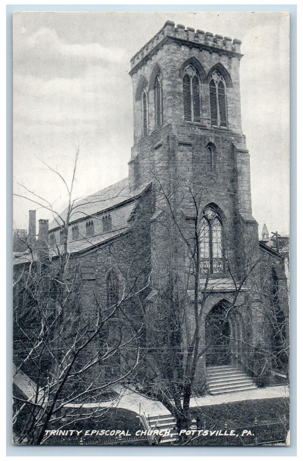 c1910 Trinity Episcopal Church Building Pottsville Pennsylvania Antique Postcard
