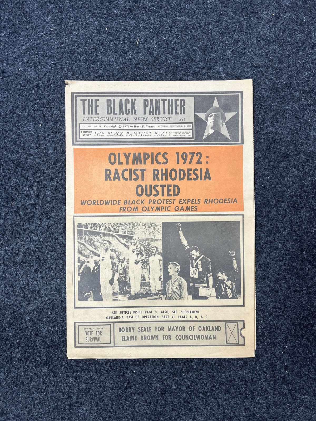 1972 Olympics Rhodesia Blacklist, Black Panther Vintage Newspaper, Black Excell
