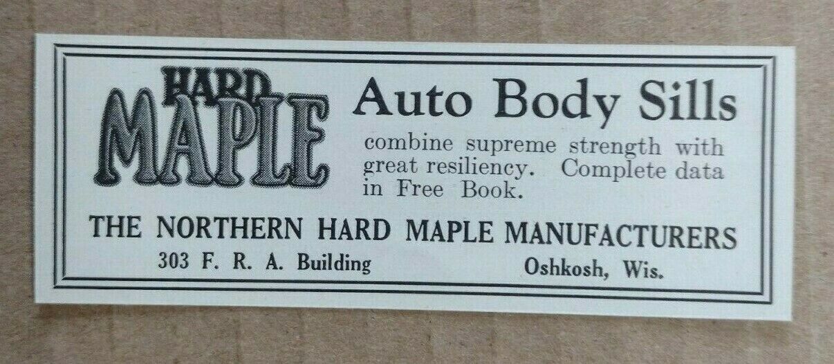 1927 The Northern Hard Maple Manufacturers Advertisement Oshkosh, Wisconsin
