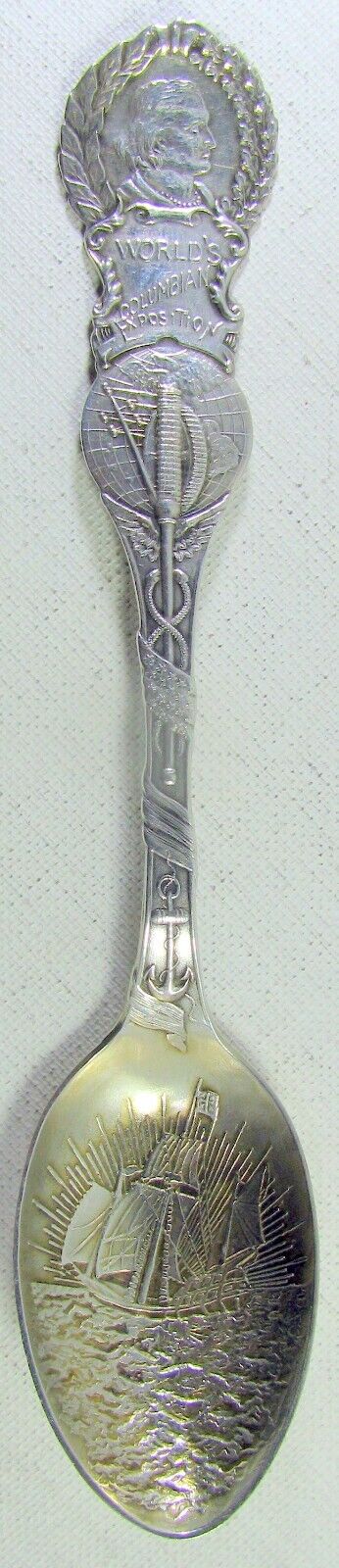 Large 1893 World's Columbian Exposition Sterling Silver Spoon with Seal