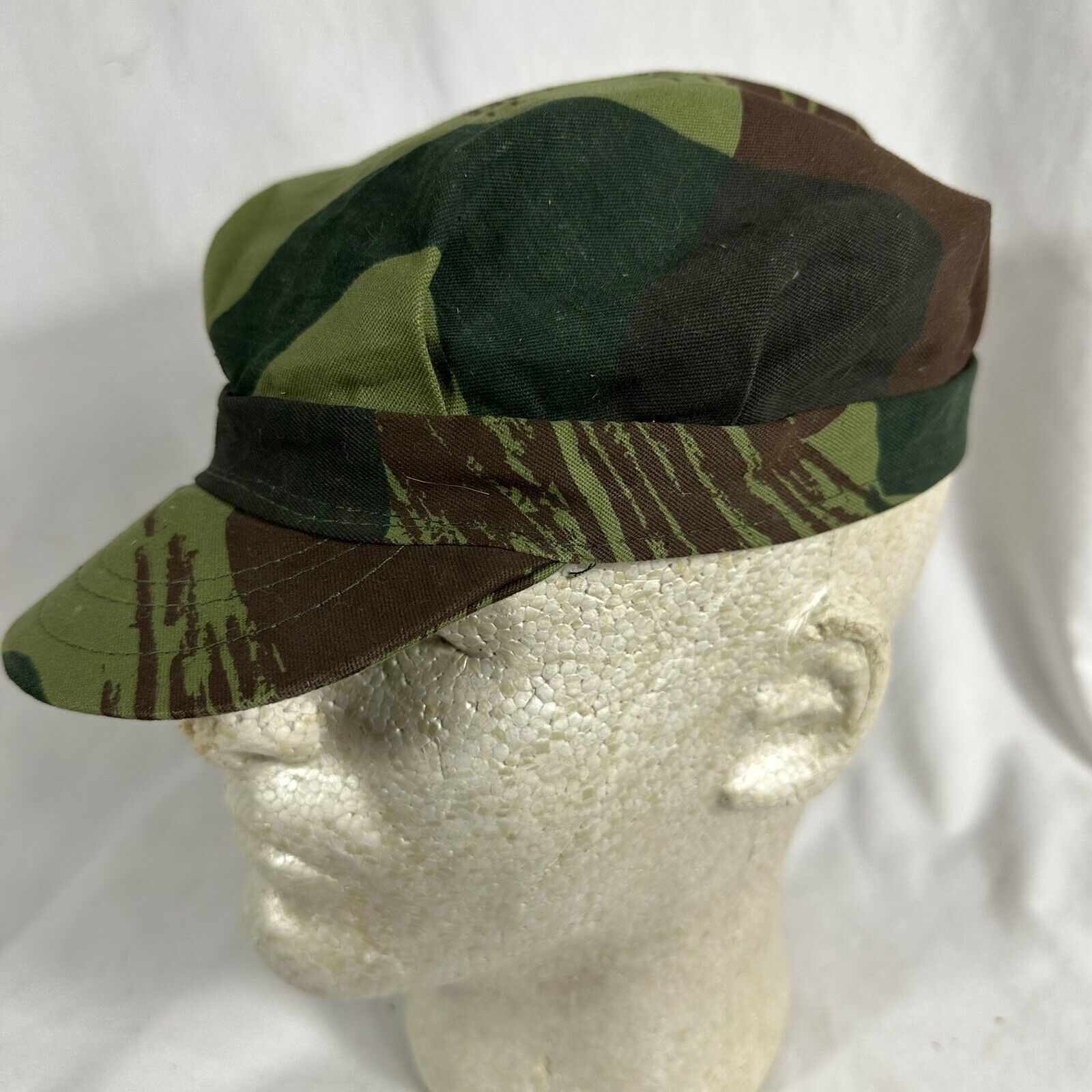 Vintage 1950s Belgian Denison Brushstroke Camo Hat Cap Congo Mint