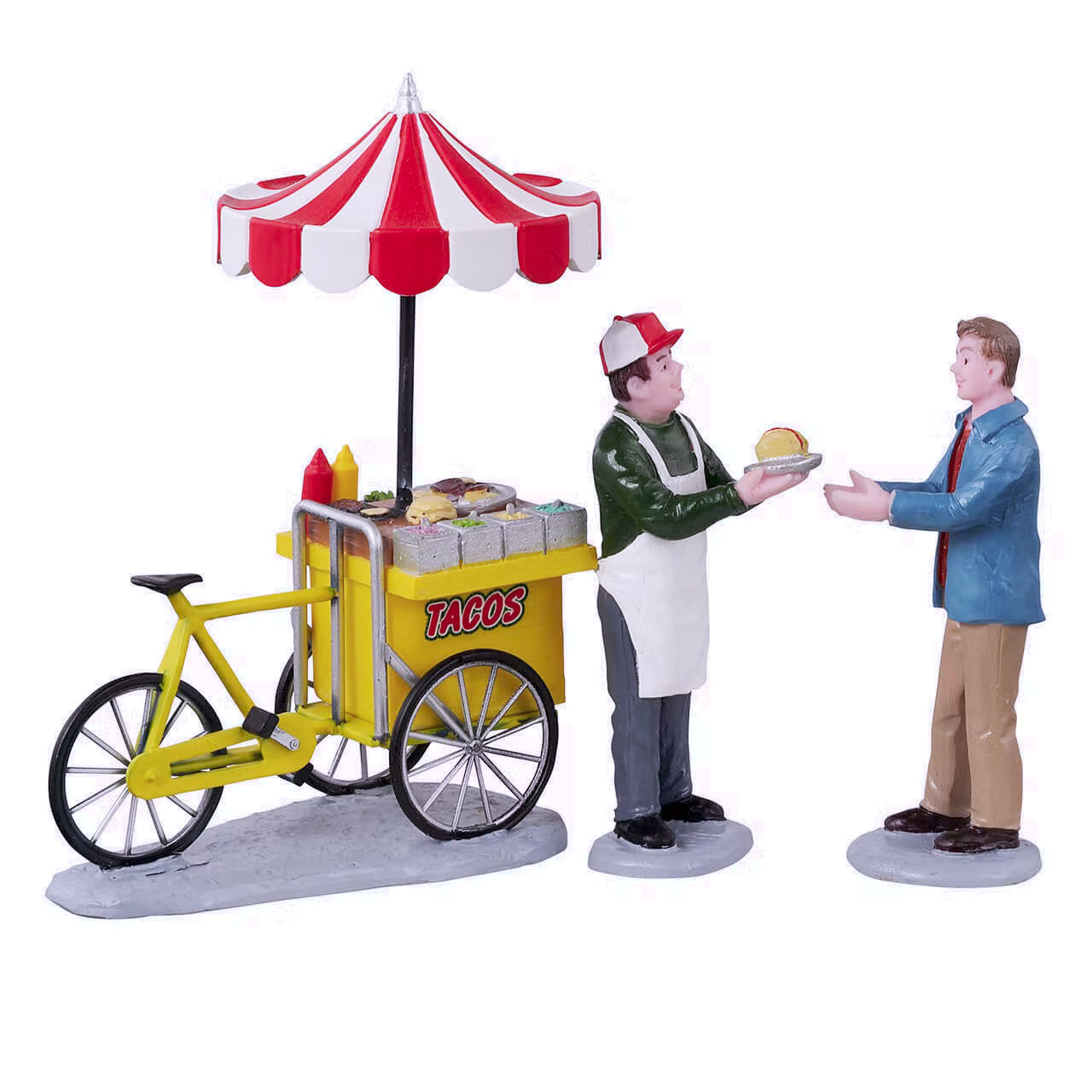 Lemax 2021 Taco Cart Caddington Village #12042 Yellow Cart White Red Umbrella