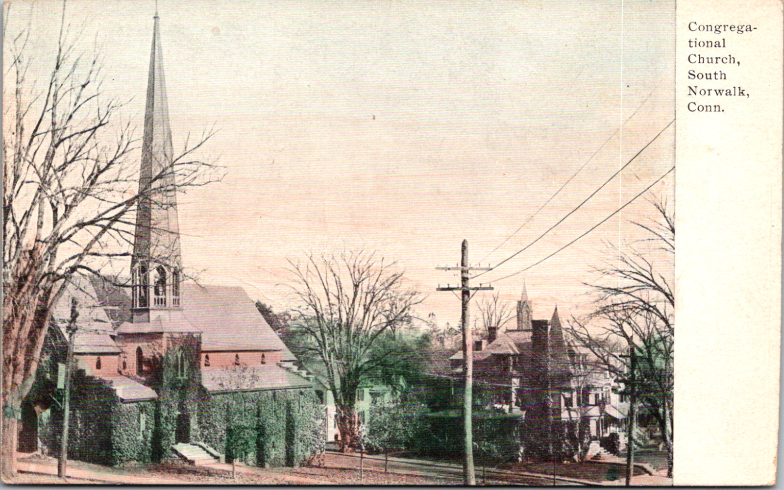 South Norwalk Connecticut CT Congregational Church Town Vintage C. 1903 Postcard
