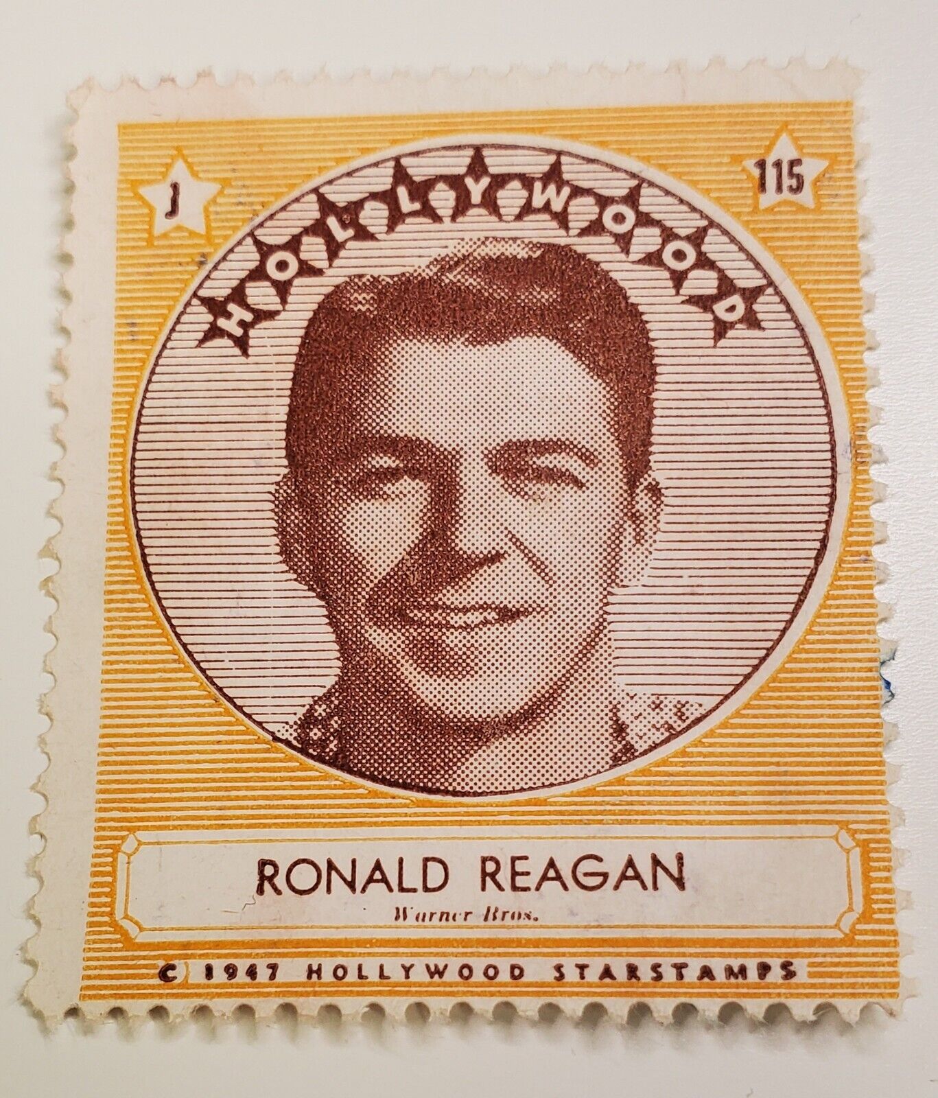 Ronald Reagan President 1947 Movie Star Stamp Sticker Trading Card Hollywood