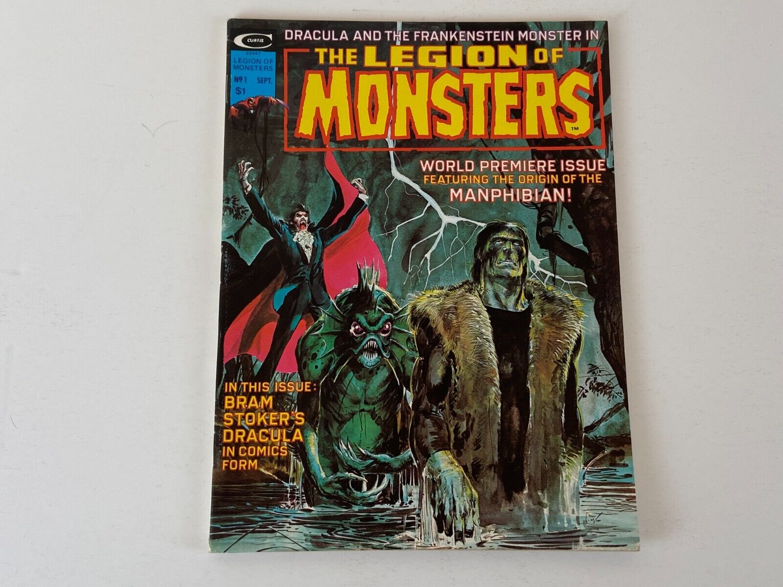 THE LEGION OF MONSTERS #1 Marvel Curtis Comic Magazine 1st Manphibian Adams F/VF