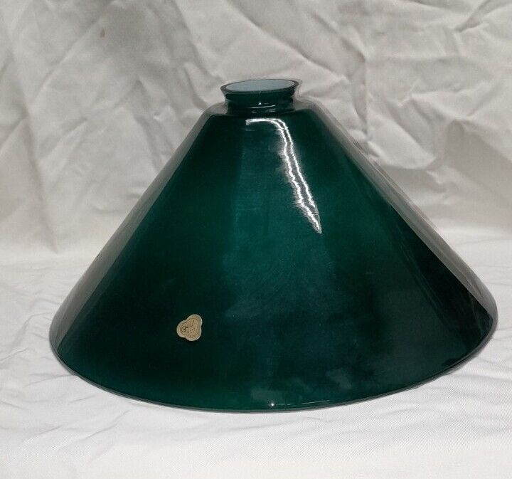 Vintage VV Glass Shade ~  Cased Emerald  Green ~ 13 3/4\