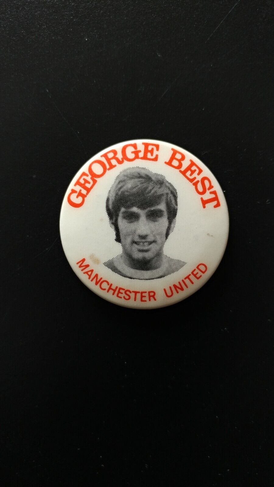 two Vintage original 1960s George Best metal soccer badges pins buttons