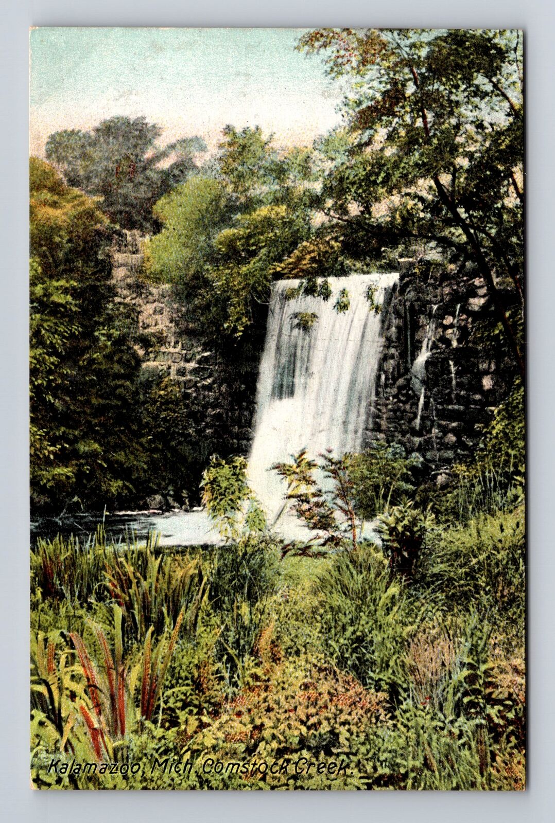 Kalamazoo MI-Michigan, Comstock Creek, Antique Vintage Souvenir Postcard