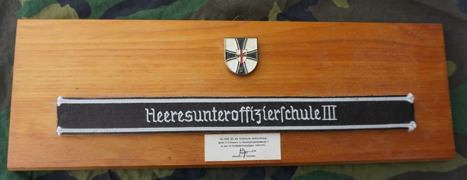 German Non-Commisioned Officers -Army Flying Command 3 plaque 1990-91  (A shelf)