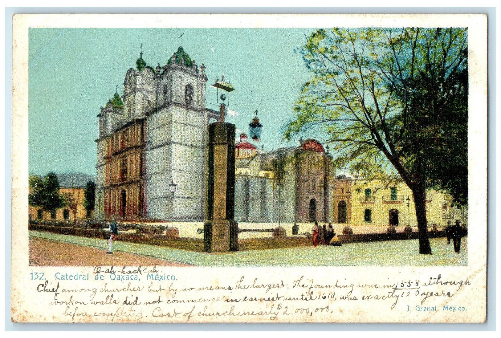c1905 View from Road Oaxaca Cathedral Mexico Posted Antique Postcard