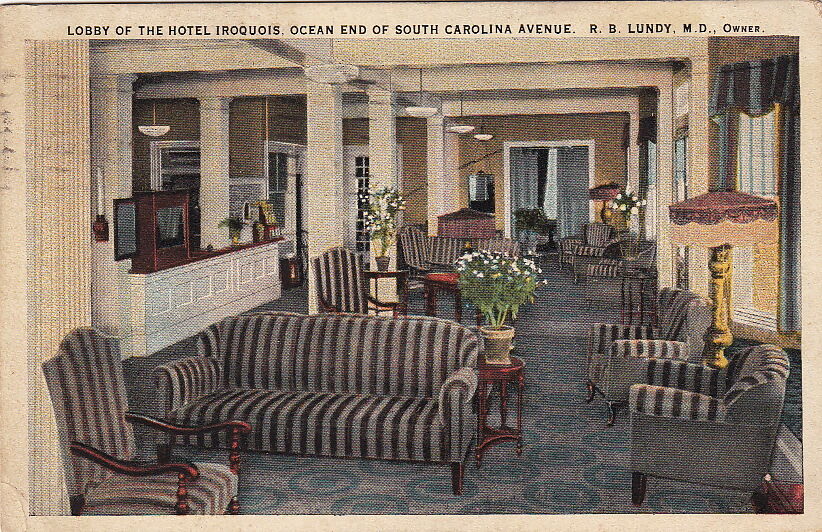  Postcard Lobby Hotel Iroquois Atlantic City NJ 