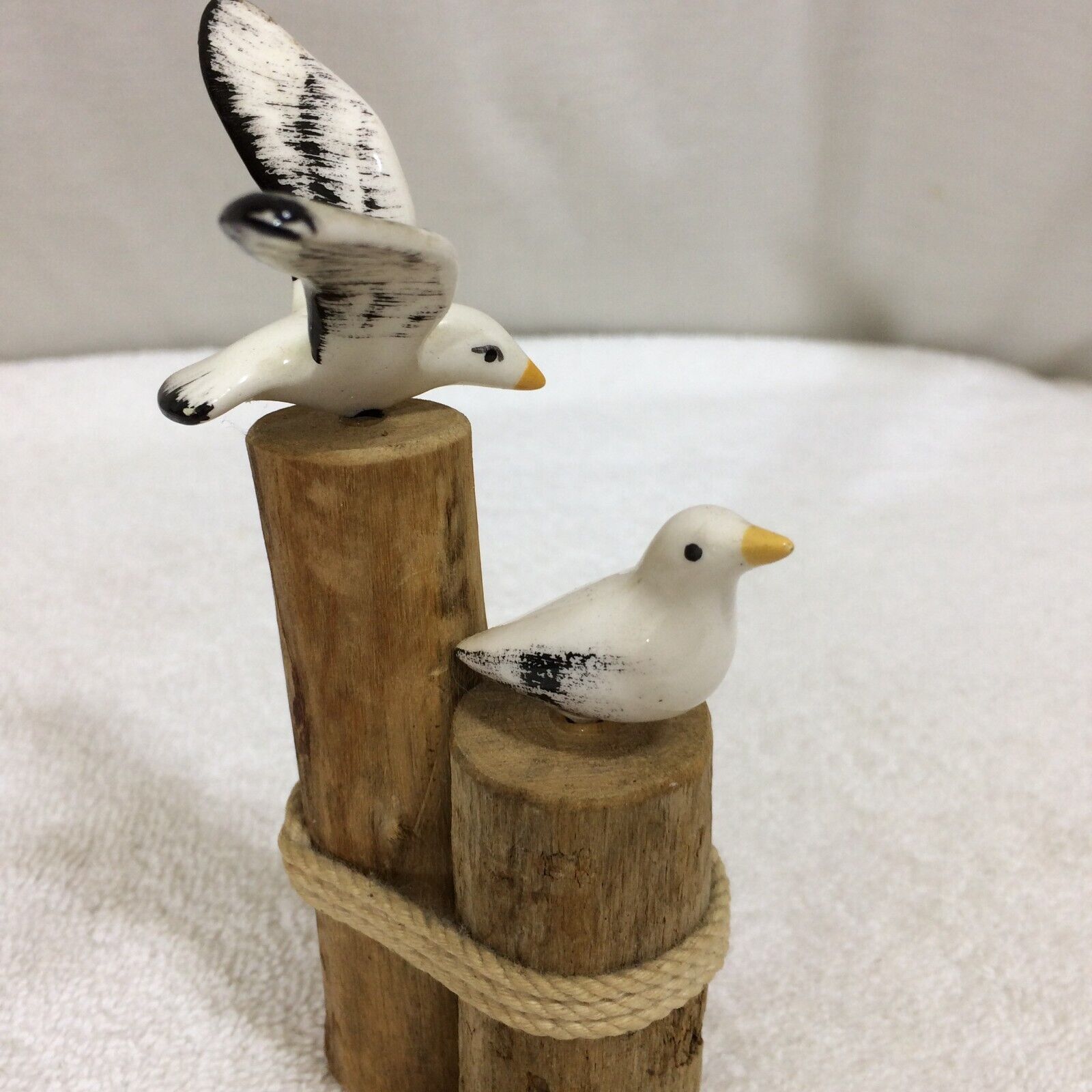 Vans Crafts Handmade Porcelain Seagulls On Wood Posts Made Oregon 2 Seagulls