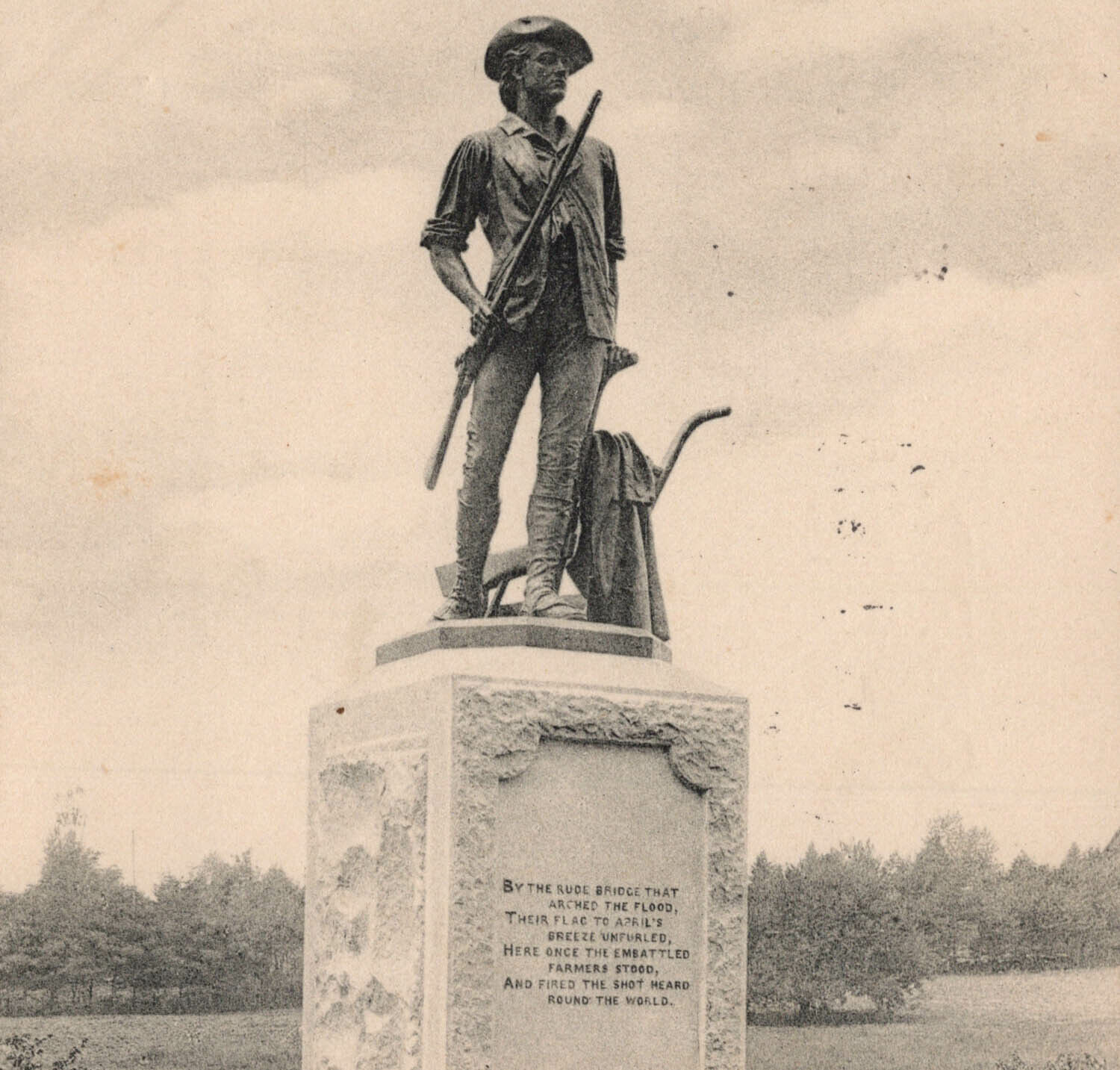 c. 1905 Concord Minute Man Memorial Postcard MA Revolutionary War Tuck Soldier