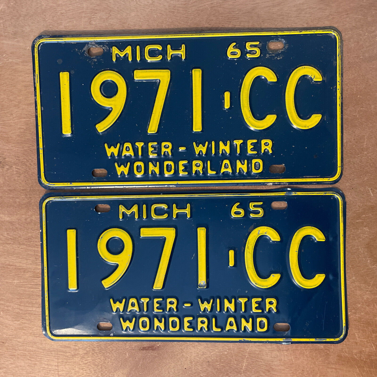 1965 Michigan License Plate Pair Commercial # 1971-CC
