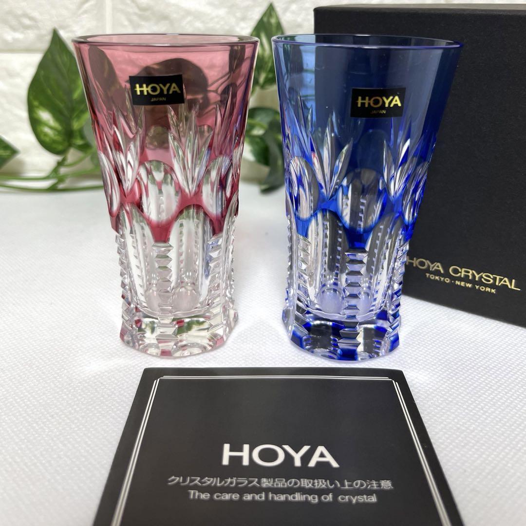 Hoya Crystal Colored Edo Kiriko Pair Glass