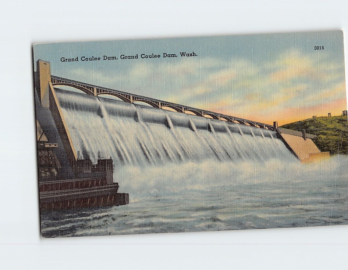 Postcard Grand Coulee Dam Grand Coulee Dam Washington USA