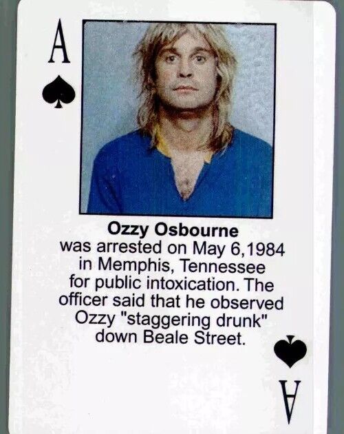 Ace Of Spades Ozzy Osbourne Mugshot Starz Behind Bars Playing Card 2003