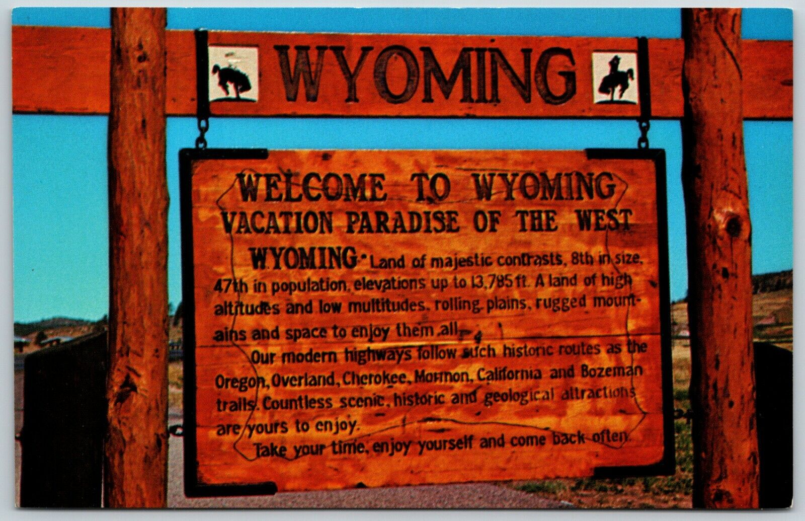 Welcome to Wyoming, Vacation Paradise of the West - Postcard