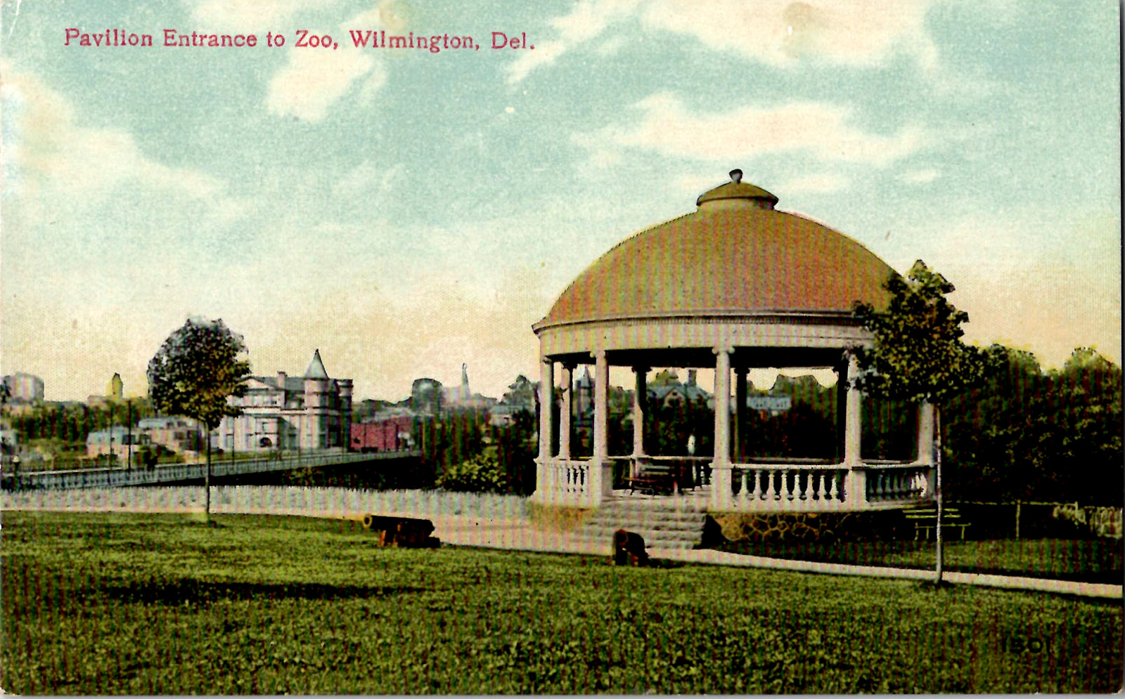 Antique Divided Back Postcard 1930s Pavilion Entrance to Zoo Wilmington Delaware