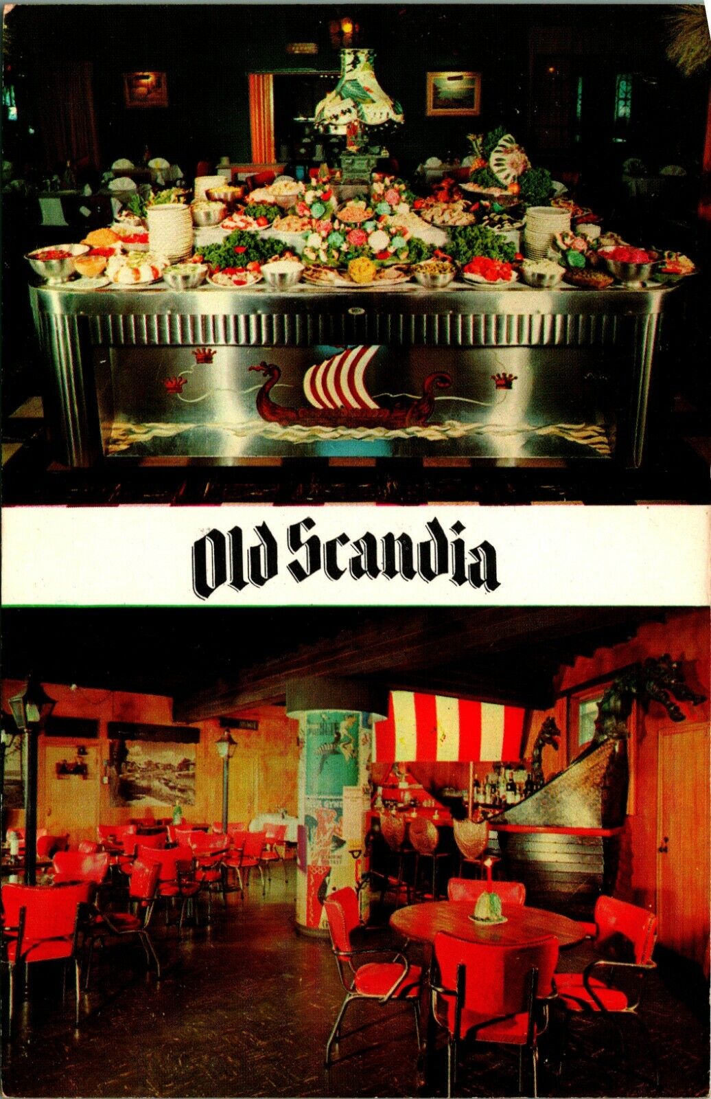 Old Scandia Restaurant Food Display Opa-Loca Florida Multi UNP Chrome Postcard