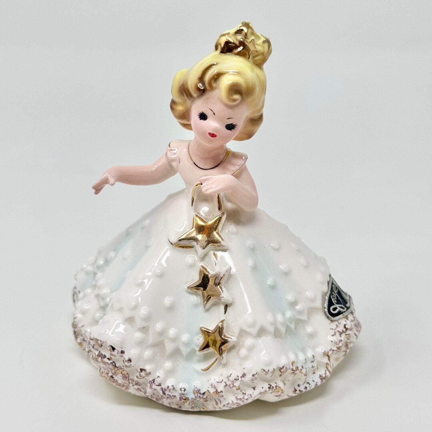 Vintage Josef Originals Month Series December girl w/stars ceramic figurine