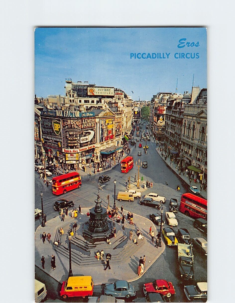 Postcard Eros Piccadilly Circus London England