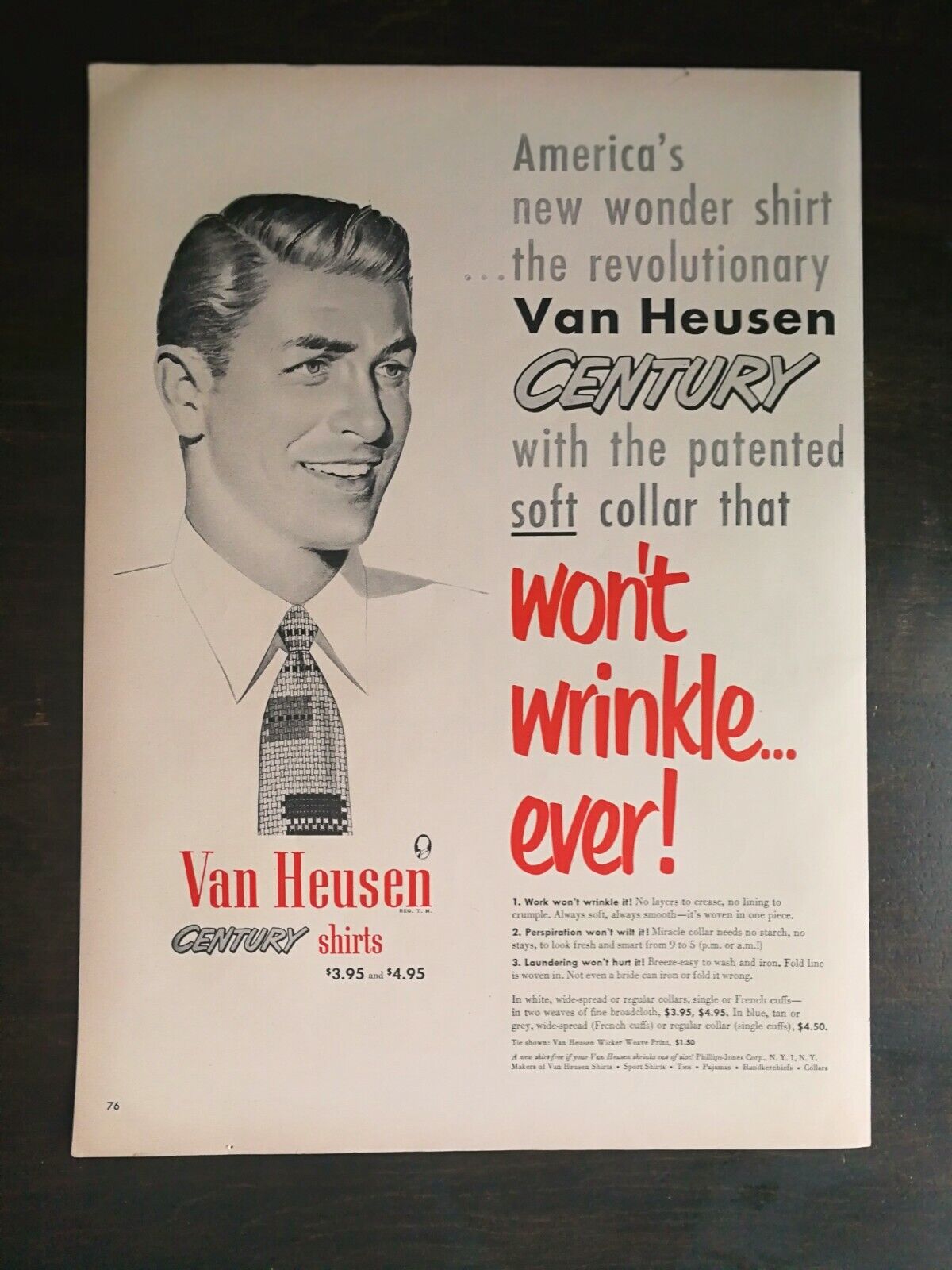 Vintage 1951 Van Heusen Century Shirts Full Page Original Ad 1221