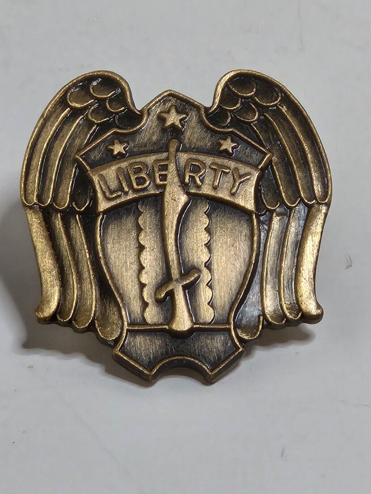Vintage Liberty Pin w/ Shield, Wings & Sword - Hat / Vest / Lapel Pin
