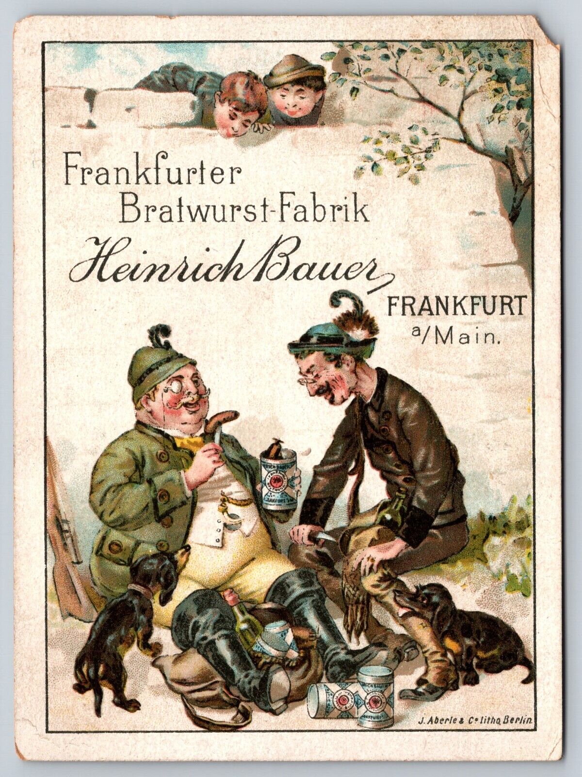 1800\'s Bauer Frankfurt Germany Advertising Trade Card Dachshund Dog Puppy