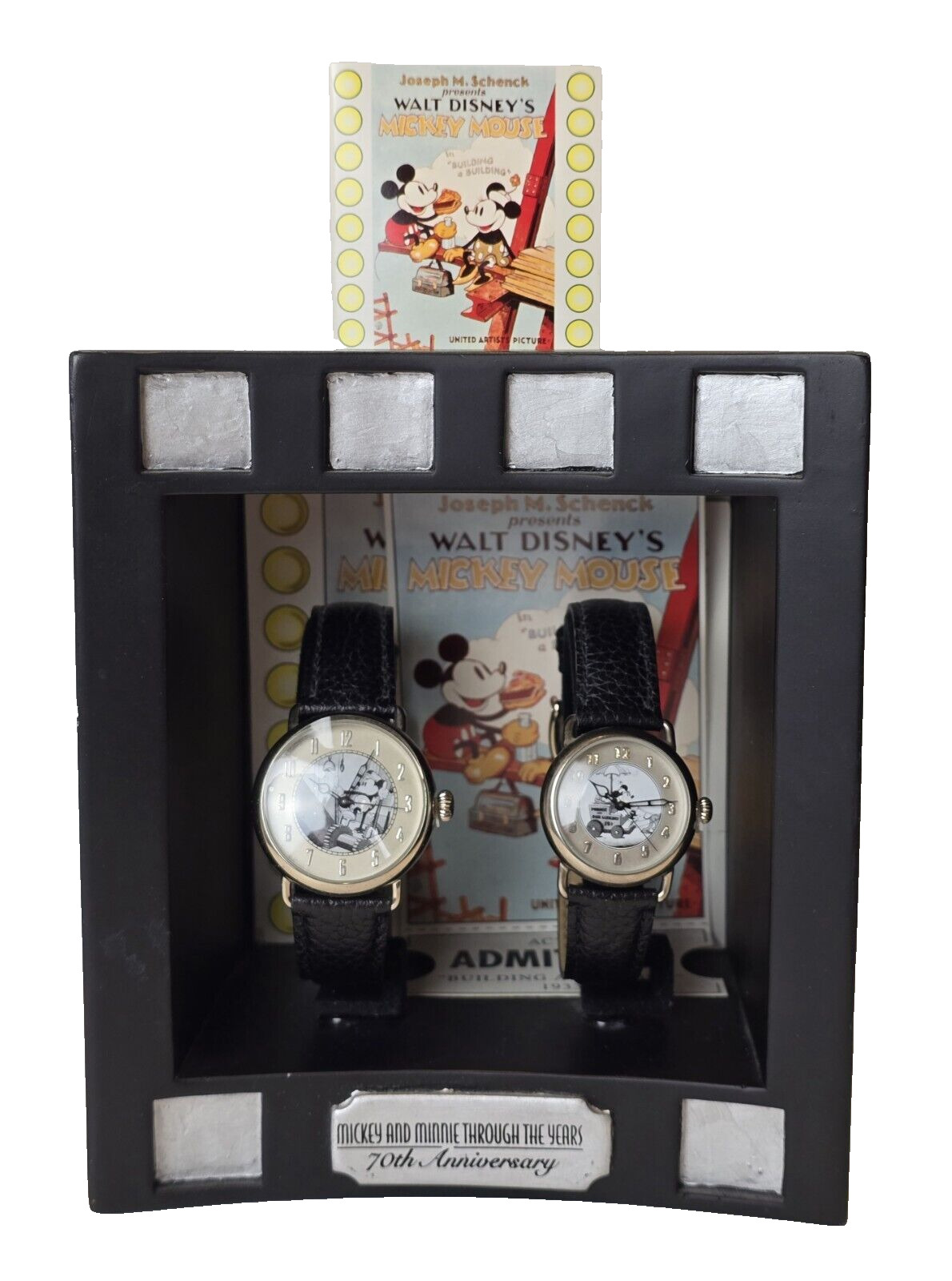 Disney 70th Anniv. Set Mickey and Minnie LE Through the Years Fossil Watch Set