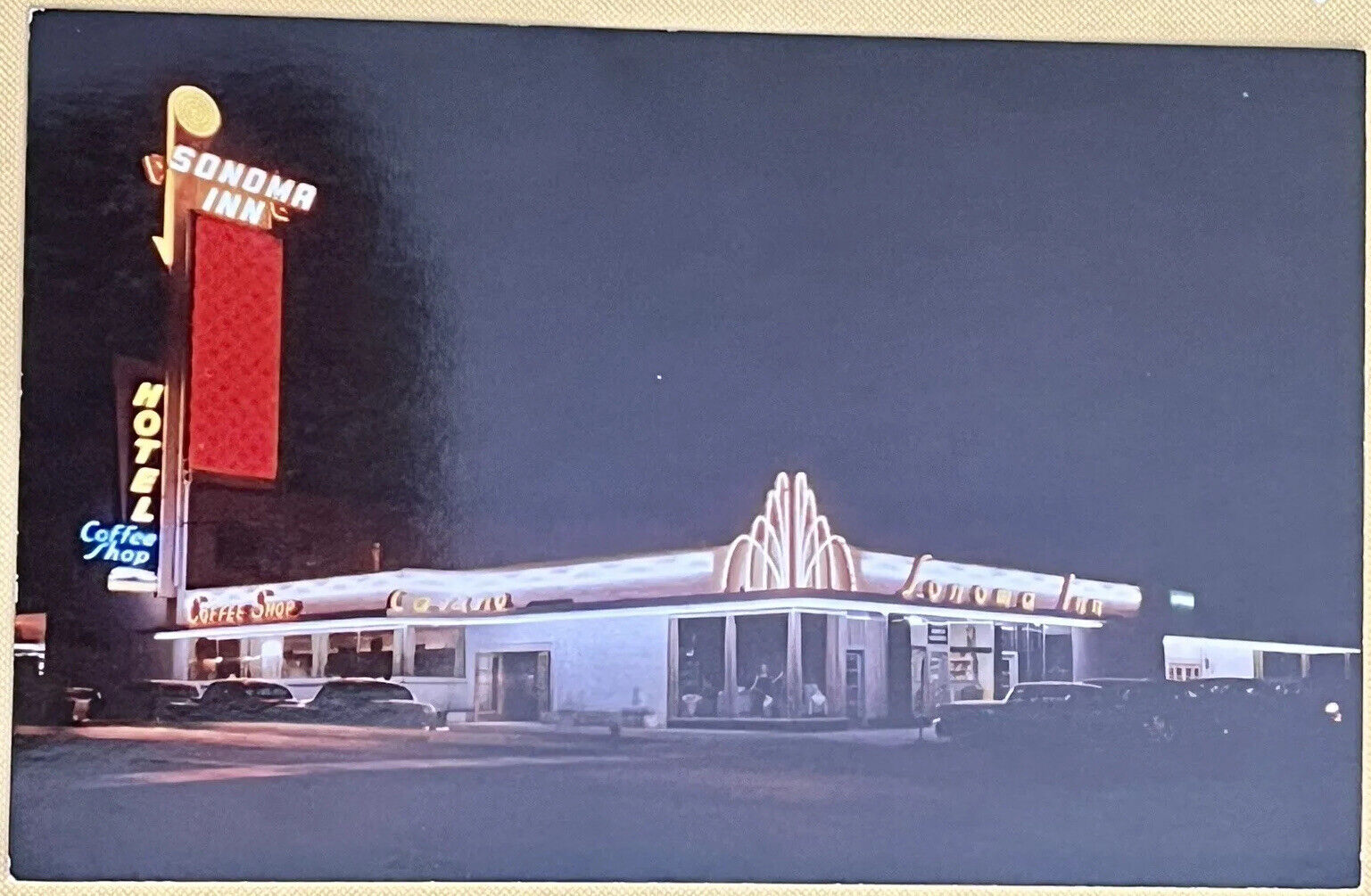 Winnemucca Nevada Hotel Sonoma Inn Night View Postcard c1950