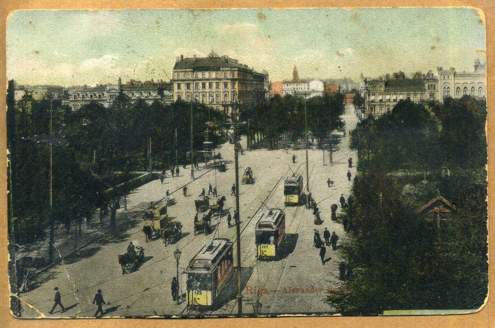 Latvia 1907 Riga Alexander Boulv. Postcard to Valka