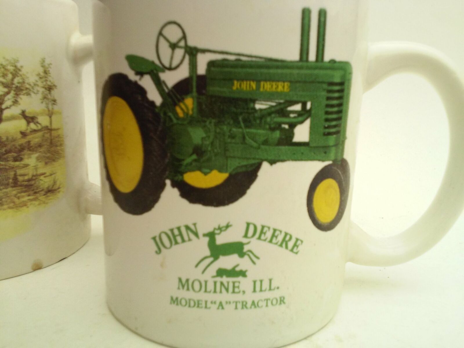 Two John Deere Coffee Cups Mugs Farmers Pocket Companion And Model A Tractor