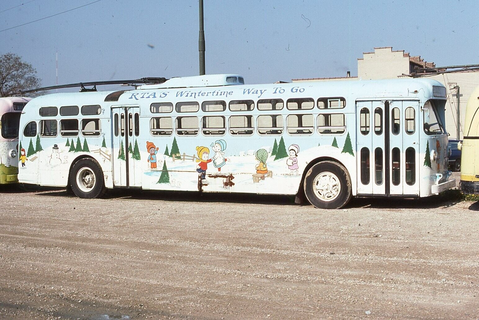 Original Bus Slide RTA\'S Wintertime Way to Go Mural Painted Bus 1978 #21