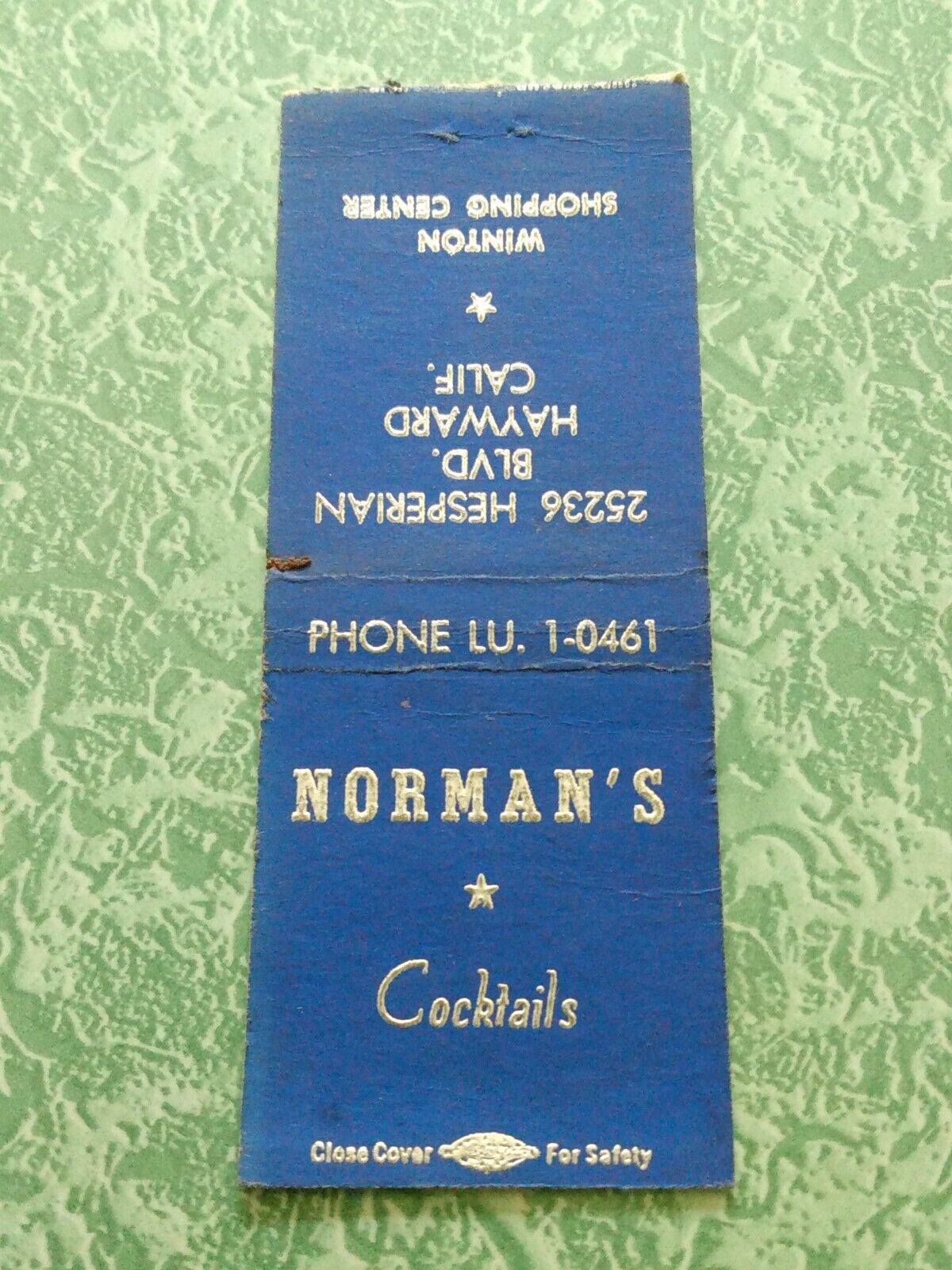 Vintage Matchbook Collectible Ephemera U4 Hayward California Norman\'s cocktails