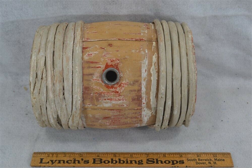 antique 18th  barrel wooden black  powder Revolutionary  9x6  twig wrap original
