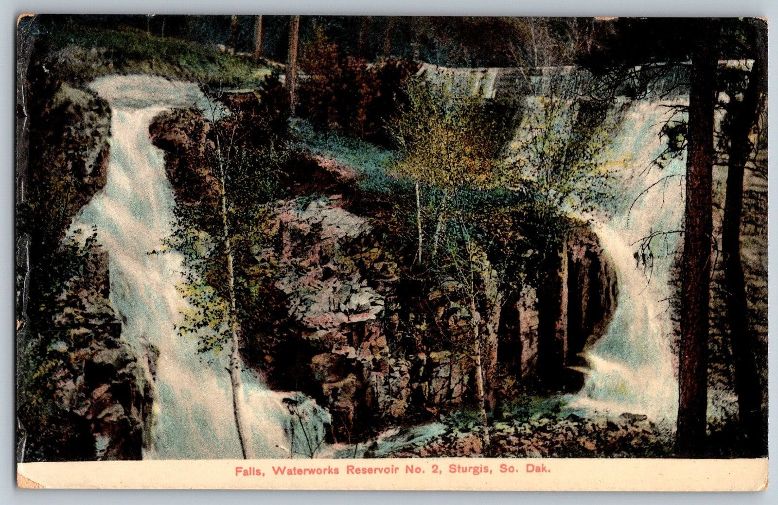 Sturgis, South Dakota SD - Falls - Waterworks Reservoir - Vintage Postcard