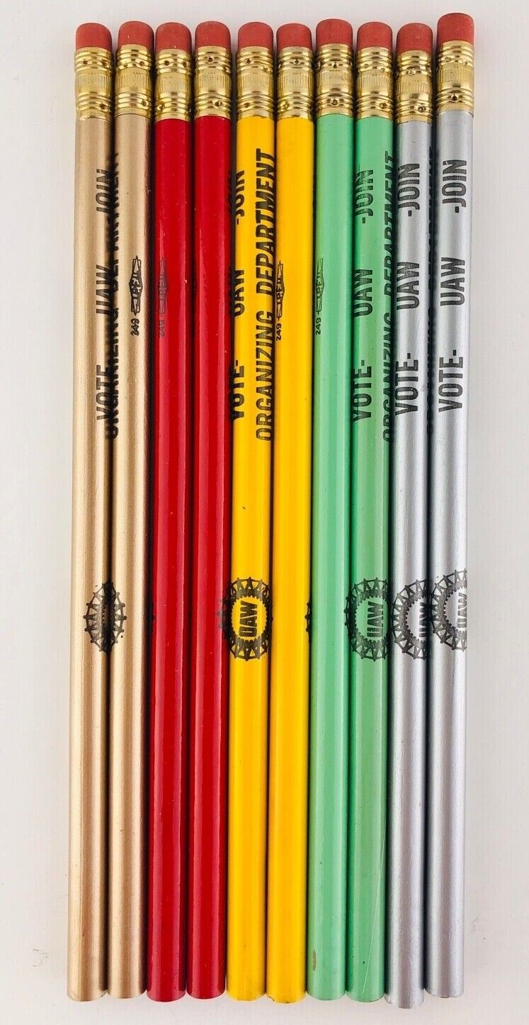 Vintage UAW Vote Join Pencils Organizing Department Lot of 10 2 of Each Color 