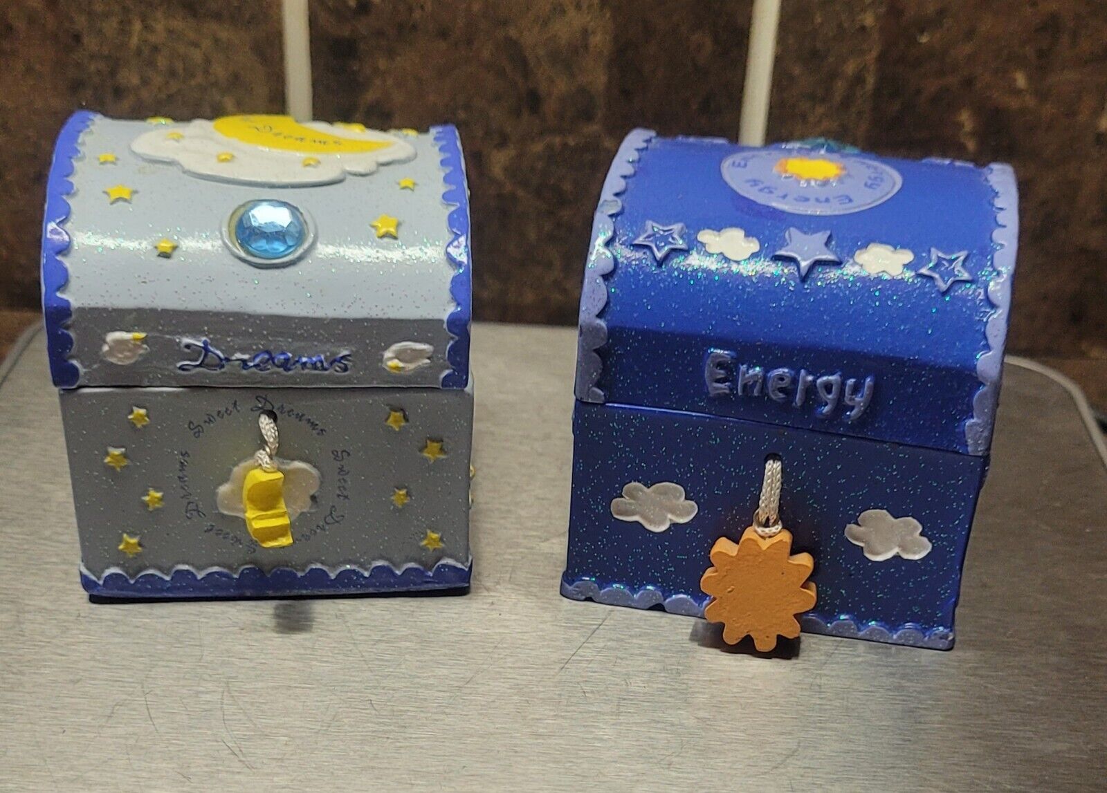 Vintage Small CLAIRE\'S Trinket Boxes ~Energy and Dream~ Year Y2K  2000