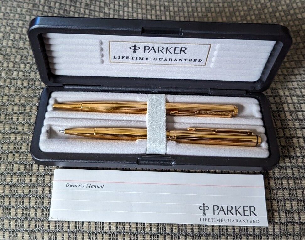 VTG 10K Gold Filled Parker Classic Pen & Pencil Set/ Original Box/ Owners Manual