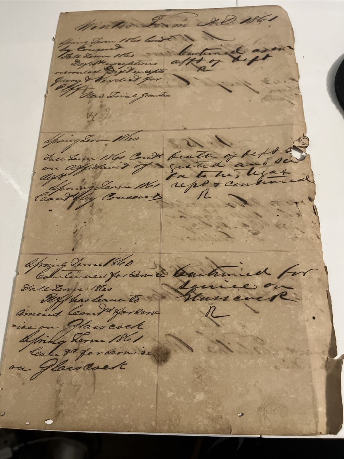 Vintage Handwritten Document 1860s Texas Legal Court Proceeding  Civil Docket