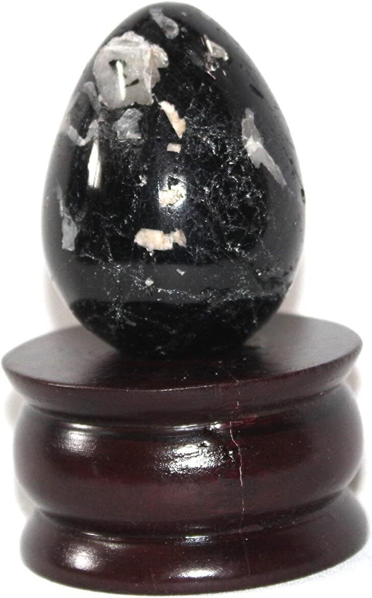 Jet Natural Black Tourmaline Gemstone Egg 45-50 mm Hand Carved Crystal Altar... 