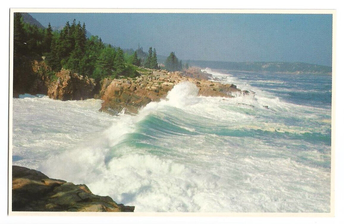 ME Postcard Acadia Park Maine Breakers along Ocean Drive