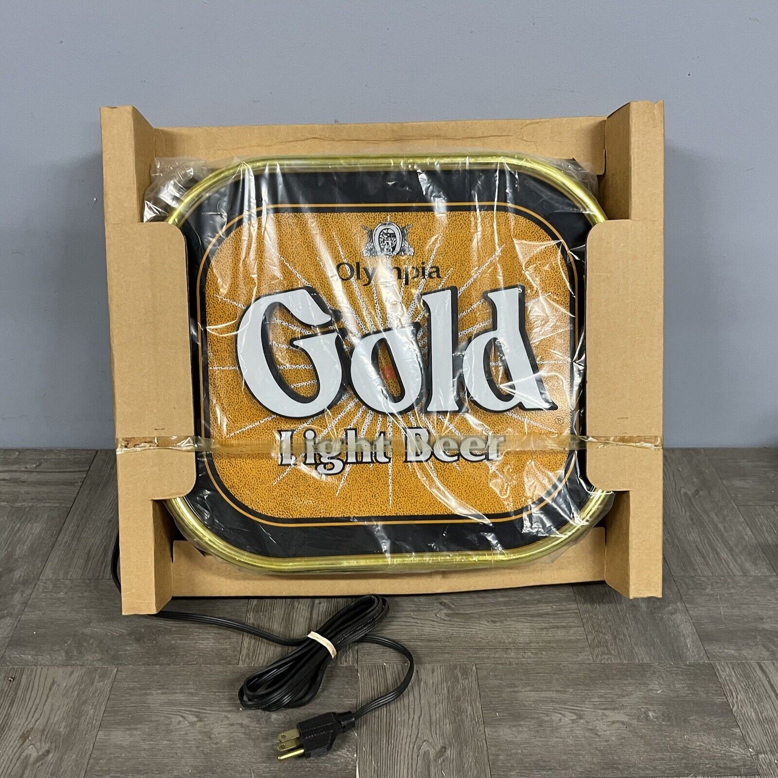 VTG New NOS Olympia Gold Light Beer Lighted Sign Motion Gitter Rare Old Stock