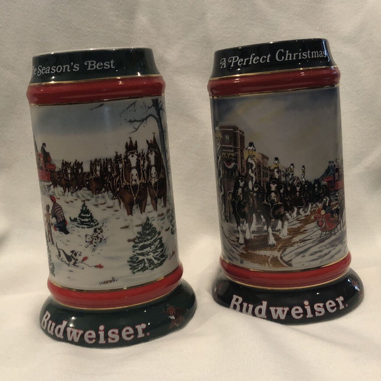 Budweiser Clydesdales Christmas Holiday Steins 1991-1992 Lot 2