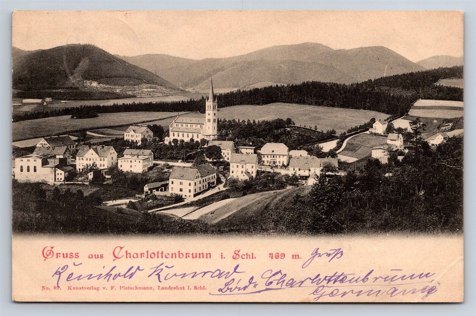 Postcard Poland Prussia Gruss aus Charlottenbrunn Jedlina Zdroj c1902 AN23