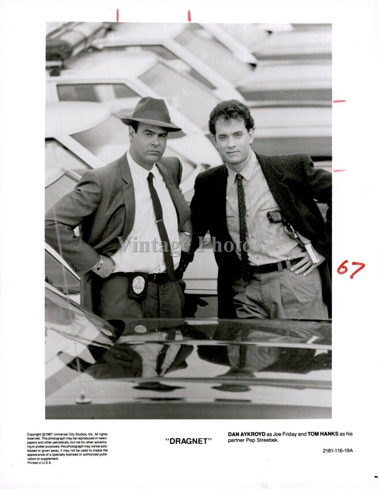 1987 Actor Dan Aykroyd Tom Hanks Dragnet Universal 8X10 Vintage Press Photo