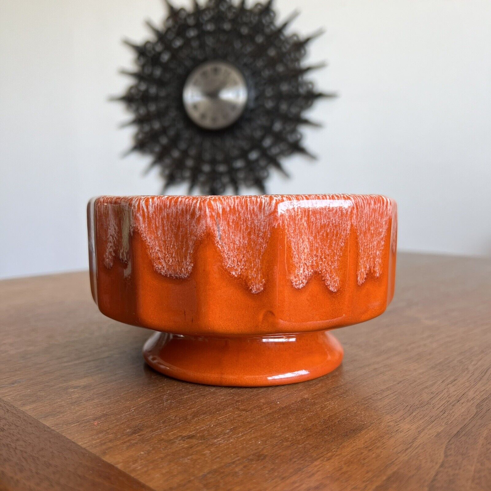 ✨Mid Century Modern Burnt Orange Lava Glaze Pot Vintage 1960s Ceramics
